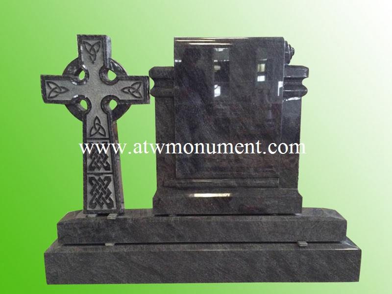 IEM-021-Scroll Headstone with Celtic Cross