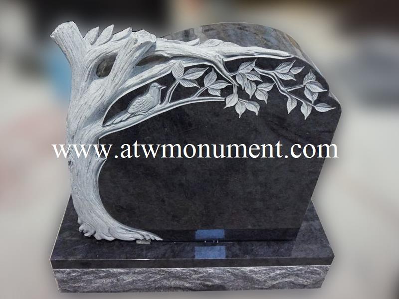 USM001-Bahama Blue Granite Hand Carved Tree Die