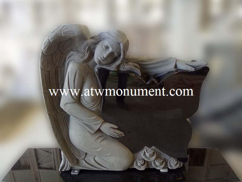 USM121-Black Granite Angel Headstone