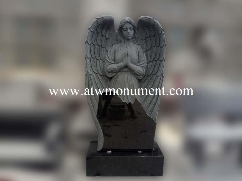 USM131-Black Granite Angel Headstone