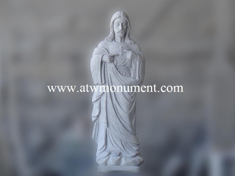 China Grey Granite Sacred Heart of Jesus Statue