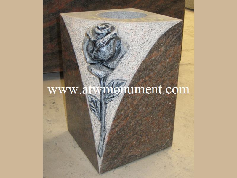 LV018-Granite Flower Vase with Rose Carving