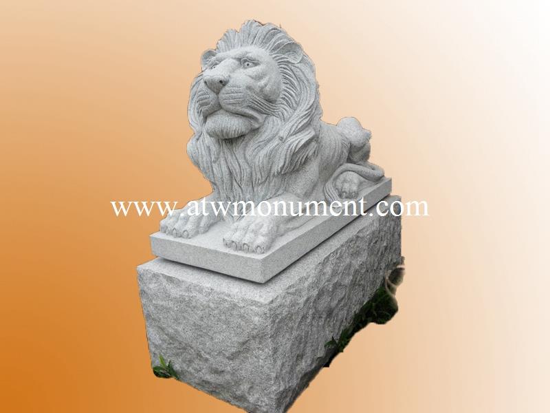 Light Grey Granite Lion Statue